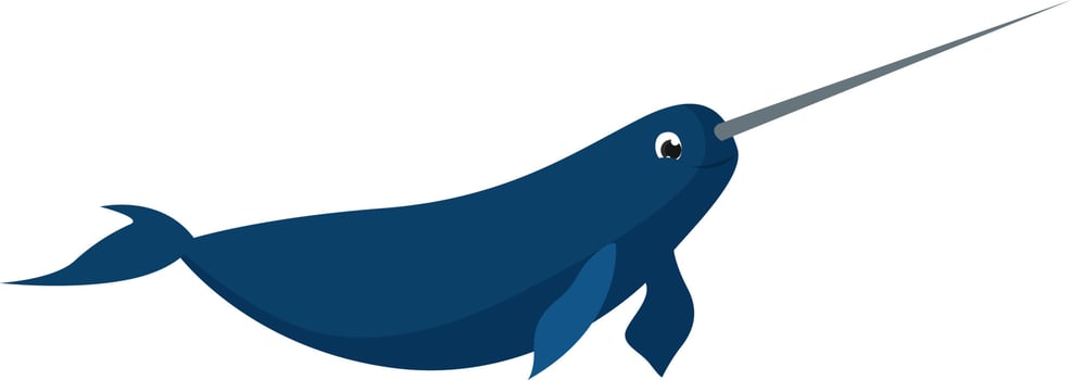 Narwhal fish, illustration, vector on white background