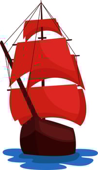 Scarlet sails, illustration, vector on white background
