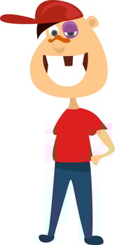 Boy beaten up, illustration, vector on white background