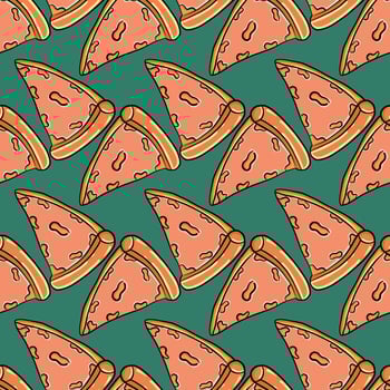 Pizza pattern, seamless pattern on green background. vector