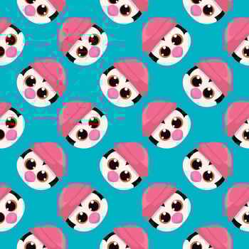 Cute baby penguin ,seamless pattern on blue background. vector