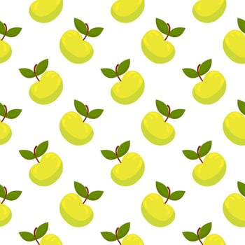 Green apple ,seamless pattern on white background. vector