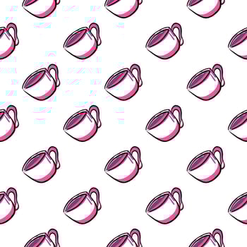 Cup of liquid ,seamless pattern on white background. vector