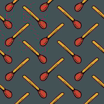 Fire matches ,seamless pattern on dark grey background. vector