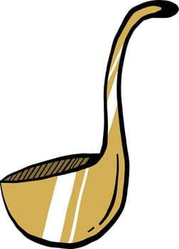 Golden ladle, illustration, vector on white background