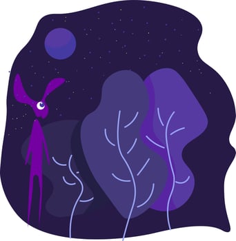 Night forest, illustration, vector on white background