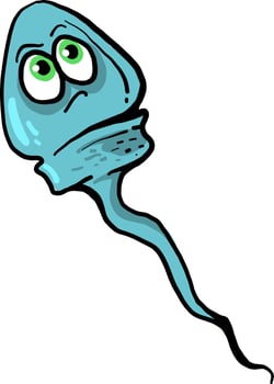 Sad sperm, illustration, vector on white background