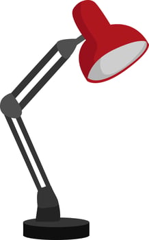 Red table lamp, illustration, vector on white background