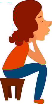 Girl waiting, illustration, vector on white background