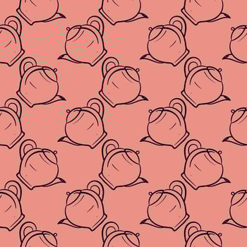 Pretty teapot , seamless pattern on red background. vector