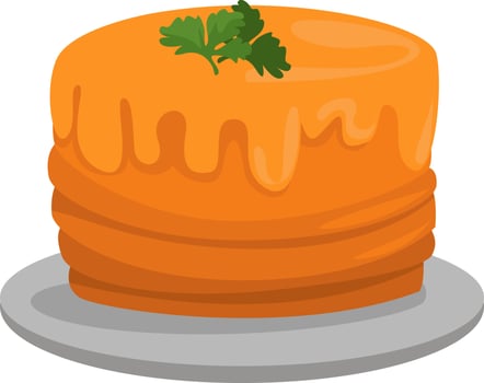 Orange cake, illustration, vector on white background.