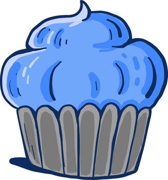 Blue cupcake, illustration, vector on white background.