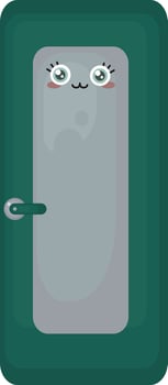 Green door, illustration, vector on white background.