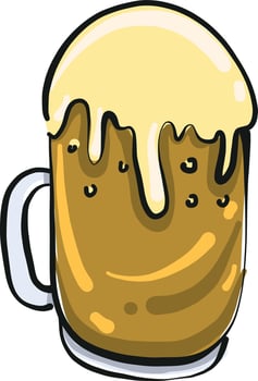 Pint of beer, illustration, vector on white background.