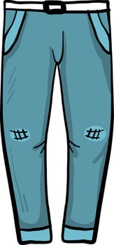 Blue jeans, illustration, vector on white background.