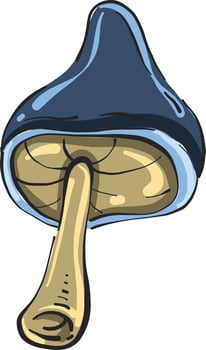 Blue mushroom, illustration, vector on white background.