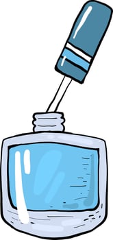 Blue nailpolish, illustration, vector on white background.