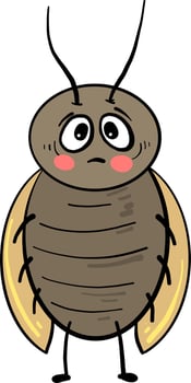 Sad cocroach, illustration, vector on white background.