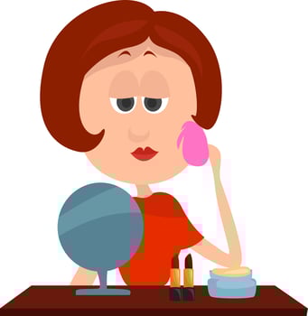 Love for cosmetics, illustration, vector on white background.