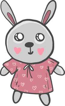 Bunny in a dress, illustration, vector on white background.