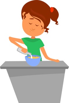 Flakes for breakfast, illustration, vector on white background.
