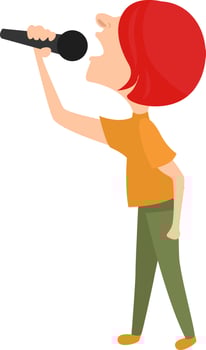Girl with microphone, illustration, vector on white background.