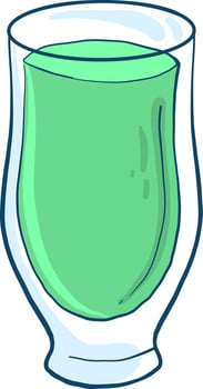 Glass of kiwi juice, illustration, vector on white background.