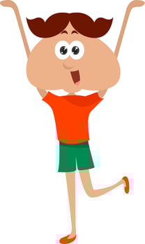 Happy girl, illustration, vector on white background.