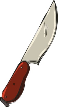 Kitchen knife, illustration, vector on white background.