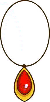 Red necklace, illustration, vector on white background.