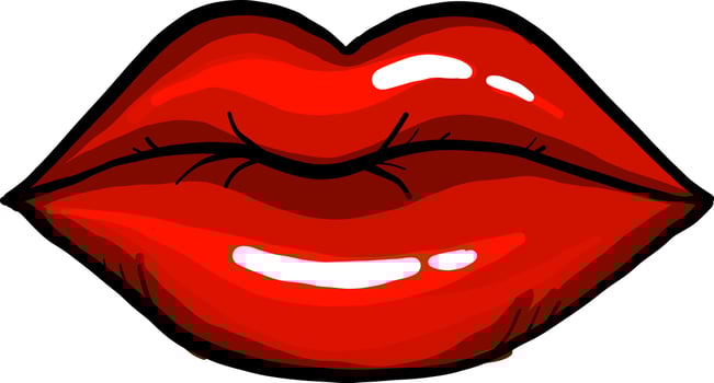 Red lips, illustration, vector on white background.
