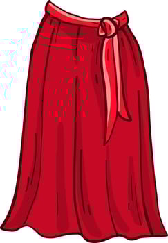 Long red skirt, illustration, vector on white background.