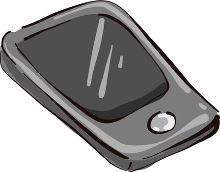Grey telephone, illustration, vector on white background.
