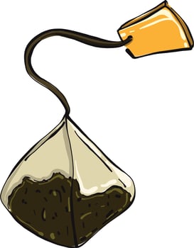 Black tea bag, illustration, vector on white background.