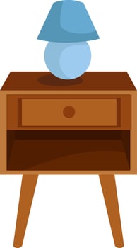 Wooden night stand, illustration, vector on white background.