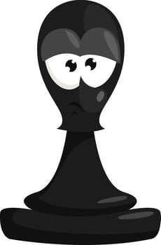 Black pawn , illustration, vector on white background