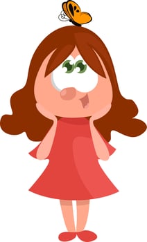 Girl with a butterfly,illustration,vector on white background vector