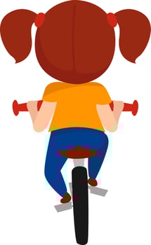 Girl on a bike ,illustration,vector on white background vector