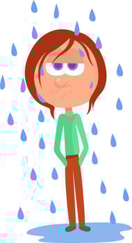 Girl in the rain ,illustration,vector on white background vector