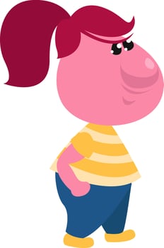 Shy little girl ,illustration,vector on white background vector