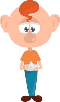 Boy with a paper ship ,illustration,vector on white background vector