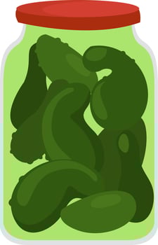 Green pickles , illustration, vector on white background