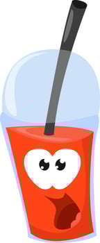 Red drink in a plastic cup , illustration, vector on white background