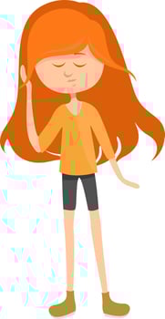 Girl with red hair , illustration, vector on white background