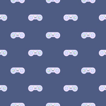 White joystick , seamless pattern on a blue background. vector