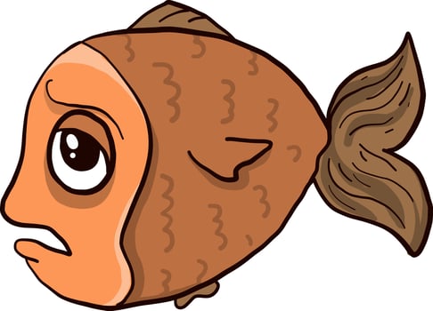 Sad fish , illustration, vector on white background