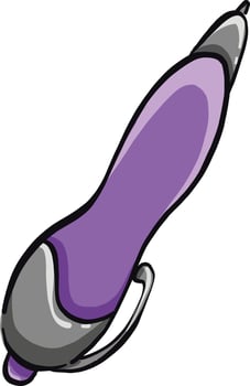 Purple pen, illustration, vector on a white background.