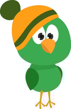 Green bird, illustration, vector on a white background.