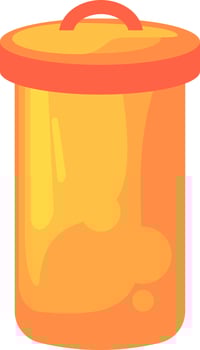 Yellow trash bin, illustration, vector on a white background.