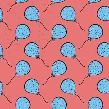 Blue balloon,seamless pattern on red background. vector